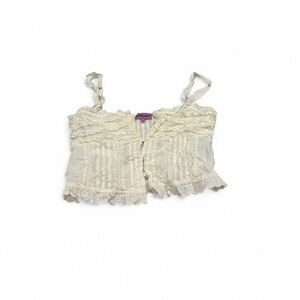 Edikted Cream Cropped Textured Tank Top Medium